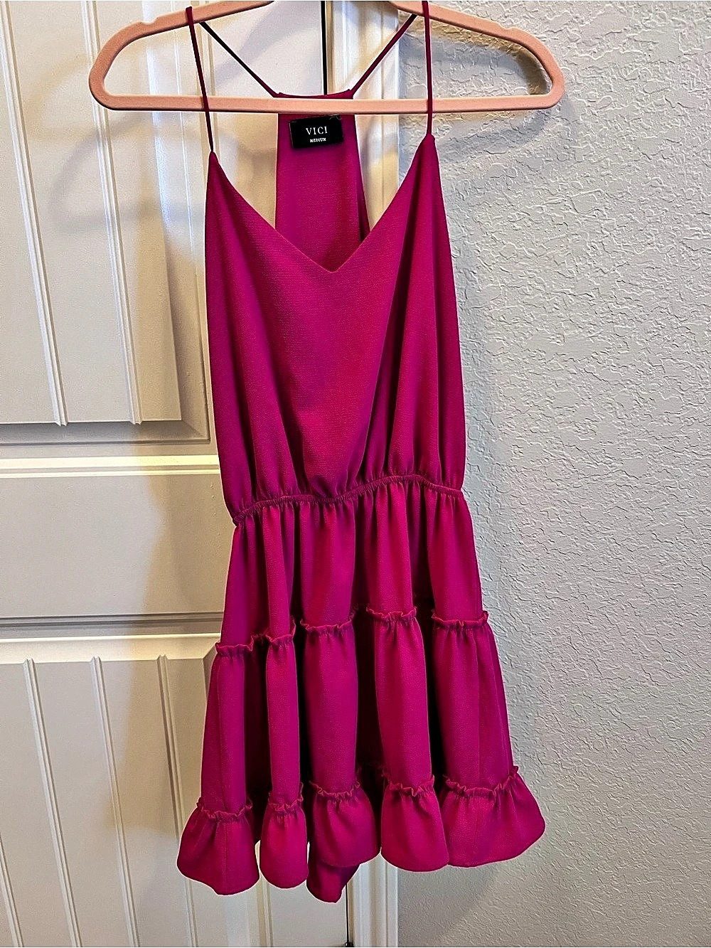 VICI Pink Mini Tiered Dress Like New